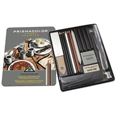 Imagem de Prismacolor Premier conjunto de 25 peças de esboço de carvão em lata de metal reutilizável