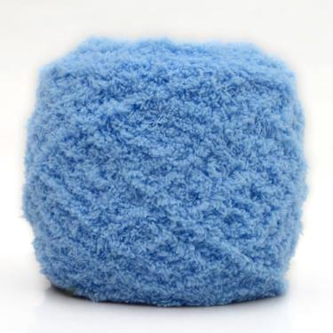 Imagem de Fio fofo de lã coral tricô fio volumoso macio bola de crochê artesanato várias cores para bricolage suéteres boneca cachecóis acessórios azul B