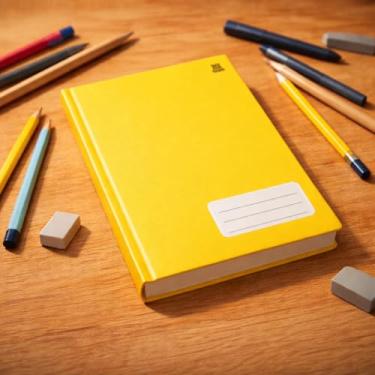Imagem de Caderno Universitário Costurado 1 Materia 96 Folhas Pautado Capa Dura Resistente Escrita Organizada Estudos Trabalho Escola Faculdade Amarelo.