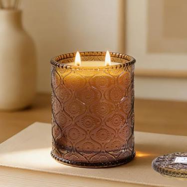 Imagem de Vela de cera de abelha orgânica em frasco de vidro, velas de cera de abelha 100% pura, vela de cera de abelha sem cheiro de 3 pavios, presentes para mulheres e homens, não tóxica, natural, 40 horas