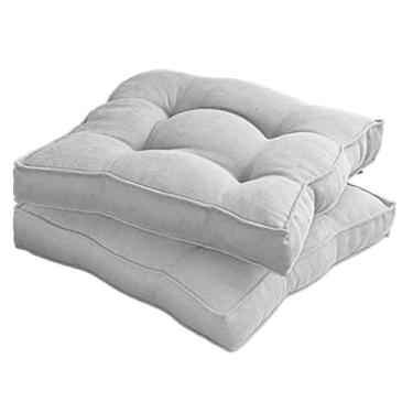 Imagem de Almofada Assento para Cadeira Futton (Kit 1/2/4) – Polialgodão Respirável 8cm de Altura, Almofada de Chão Quadrada Estilo Turca para Cozinha, Jantar e Escritório(Cinza claro,40x40cm 2pcs)