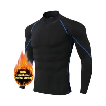 Imagem de Camiseta De Compressão Masculina Para Inverno, Roupa Esportiva Quente 