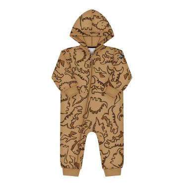 Imagem de Macacão Bebê Menino Manga Longa Moletom Dino Marrom Alakazoo-Masculino
