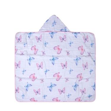 Imagem de Toalha Fralda Soft 80 cm x 90 cm Dupla Camada Baby Joy, Borboletinhas