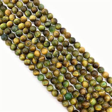 Imagem de Contas semiacabadas contas redondas de pedra natural contas redondas de cor dupla pedra de tigre contas soltas 6 mm-10 mm cor mista furo reto contas DIY colar acessórios de joias (cor: 1 peça, tamanho