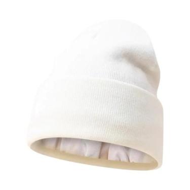 Imagem de Gorro De Inverno Unissex Tricotado Com Forro De Cetim Quente Com Punho