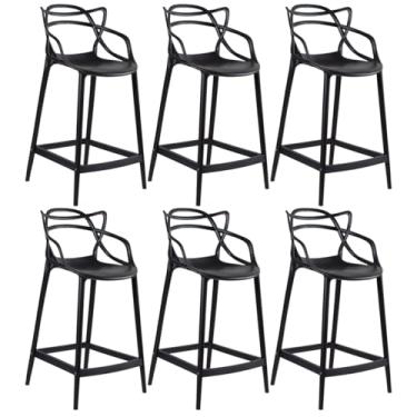 Imagem de Kit 6 banquetas médias bancada cozinha Masters Allegra 66 cm - Preto