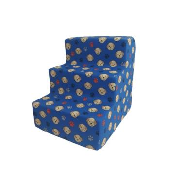 Imagem de Pet de Espuma 3 Degraus para Cães e Gatos de Pequeno Porte Rampas de Mobilidade Suaves e Seguras (AZUL 3 DEGRAUS)