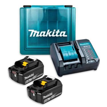 Imagem de Kit Carregador Simples DC18WC Makita Com 2 Baterias BL1860B 18V 6.0Ah 