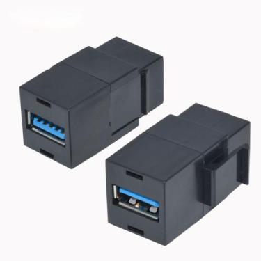 Imagem de Keystone Emenda Usb 3.0 Embutir Painel Tomada Espelho Preto - Alleato