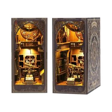 Imagem de Estante De Livros Miniatura De Madeira Para Casa De Bonecas Com Luz, K