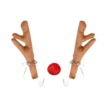 Imagem de Kit De Fantasia De Rena Para Carro: Decoração De Natal Com Chifres E N