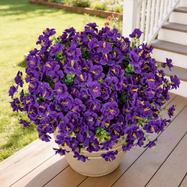Imagem de Lnoicy 16 pacotes de flores de camélia artificiais realistas para uso ao ar livre, resistentes a UV de flores falsas realistas para decoração de casa, casamento, centro de mesa (roxo)
