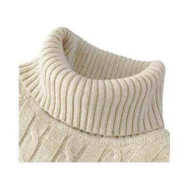 Imagem de Suéter Masculino De Tricô Gola Alta Manga Longa Slim Fit Casual Leve C