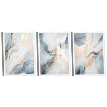 Imagem de Conjunto De Quadros Trio Abstract Blue Gold -- Br Artes