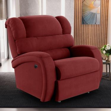 Imagem de Poltrona Do Papai Sala De Cinema Reclinável Manchester Elétrica Veludo Vermelho