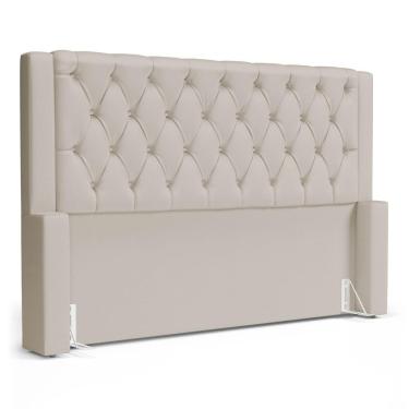 Imagem de Cabeceira Atena Para Cama Box Casal Padrão 140cm Capitonê Com Frame Suede Bege Claro - Abmaza