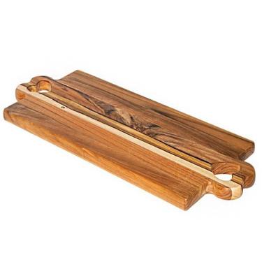 Imagem de Tábua De Carne Madeira Teca Alça Coração Churrasco Servir