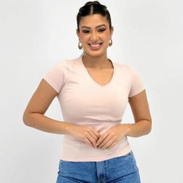 Imagem de Blusa Malwee Básica Manga Curta Gola V Feminina-Feminino