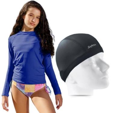 Imagem de Kit Camisa Térmica Infantil Proteção Solar Com Toquinha Natação Hidrog