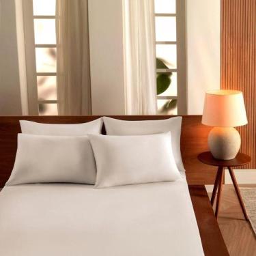 Imagem de Lençol King Com Elástico Liso Pérola em Malha 100% Algodão Premium Pen