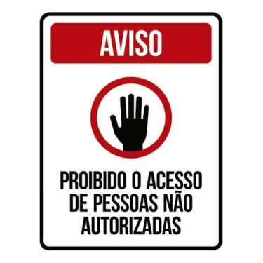 Imagem de Kit 3 Placa Acm Acesso Pessoas Não Autorizadas 18X23 Branco - Sinalizo