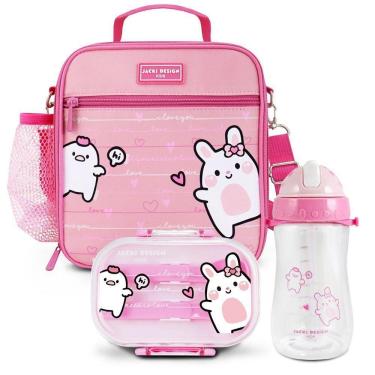 Imagem de Kit Infantil 3pçs - Bolsa Térmica, Pote P/ Lanche 400ml E Garrafa 460ml - Pink