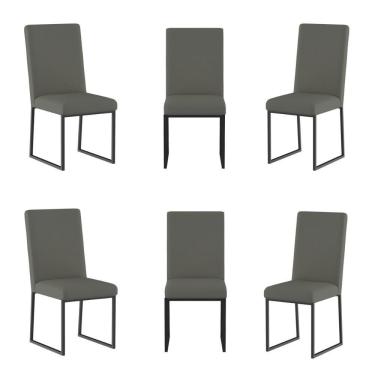Imagem de Kit 6 Cadeiras Para Mesa De Jantar Base Industrial Preto Balaqui Cinza