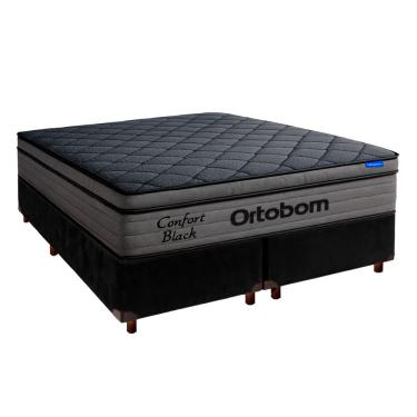 Imagem de Cama Box Preto+colchão King Confort Black Espuma Ortobom