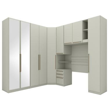 Imagem de Quarto Modulado Solteiro Seletto 6 Peças Areia Com Espelho - Móveis Henn Areia