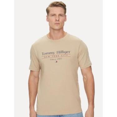 Imagem de Camiseta Tommy Hilfiger Masculina Center Stack Cáqui-Masculino