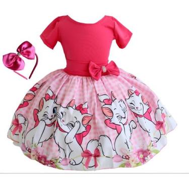 Imagem de Vestido Infantil Festa Meninas Luxo Marie Gatinha Tiara, Rosa, Chiclet
