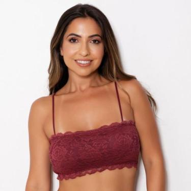 Imagem de Top Faixa Rendado com Bojo Cor:VinhoTamanho:P - Kit Mania Lingerie, Vi