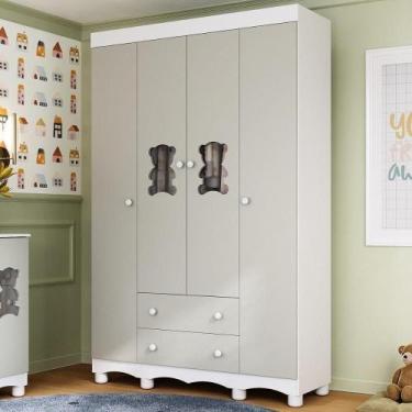 Imagem de Guarda-roupa Infantil 122cm Com Vidro 4 Portas E 2 Gavetas Ternura Mul