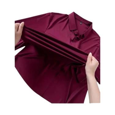 Imagem de Camisa Masculina De Manga Longa Lisa, Alta Elasticidade, Sem Amassar, 