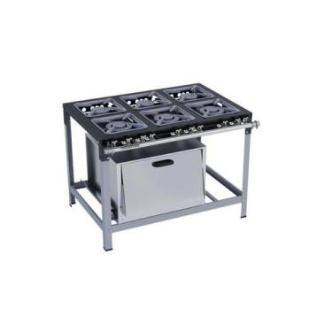Imagem de Fogão Industrial 6 bocas 30X30 com Forno Luxo Metalmaq