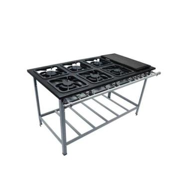 Imagem de Fogão Industrial 6 Bocas 30X30 com Chapa S2000 Metalmaq