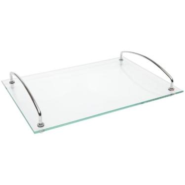 Imagem de Bandeja De Vidro Decorativa 35x25 Cm Bar Banheiro Andrea Bebidas Apara