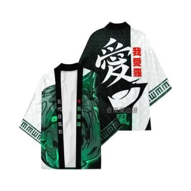 Imagem de Capa Cardigã Kimono 3D Estampada Anime Chuyin Com Manga Três Quartos H