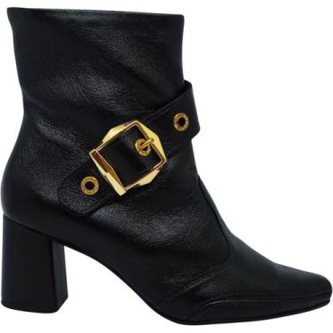 Imagem de Bota Feminina Casual Dia a Dia Passeio Trabalho Bico Fino Em Couro Sal