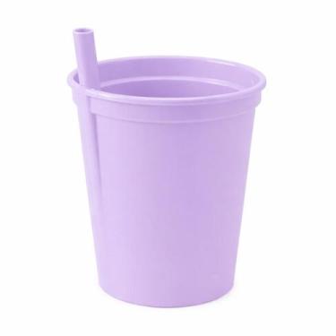 Imagem de Copo Infantil Com Canudo Fixo Sem Tampa 330ml Plasutil Cores -, Lilás