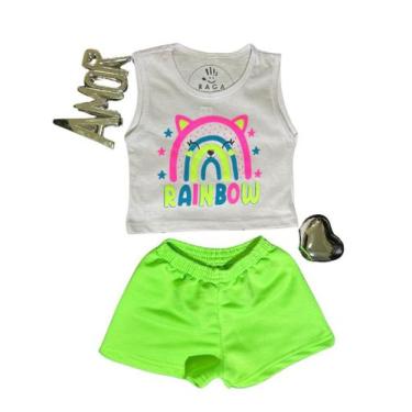 Imagem de Conjunto Verão Feminino Blusinha e Short Raga kids Arco-Iris, 3