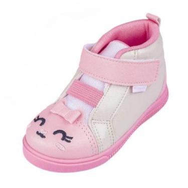 Imagem de Bota Casual Infantil Menina Conforto Ursinha Pompom Pampili, Nude, Ros
