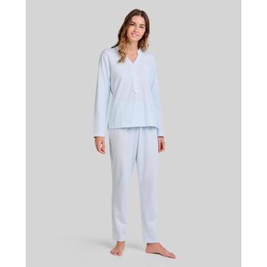Imagem de Pijama Feminino de Cetim com Renda Azul Celeste Lohe, Azul celeste, XX