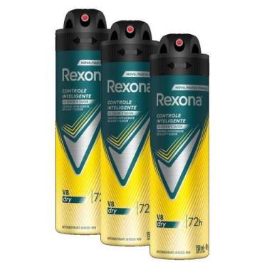 Imagem de kit 3 Rexona Desodorante Antitranspirante Aerosol Masculino V8 72 Hora