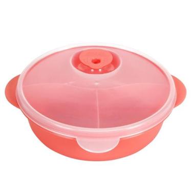 Imagem de Prato Infantil com Divisórias e Válvula Para Micro-ondas Rosa BabyGo