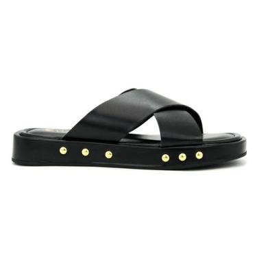 Imagem de Tamanco Via Uno Original Papete Flat Baixo Moda Feminino 042, 36, Pret
