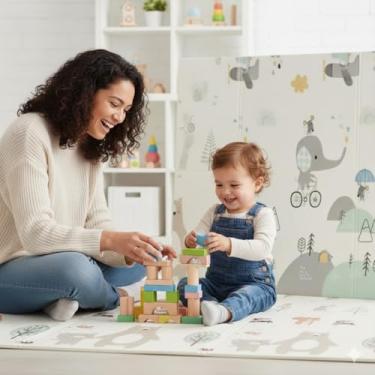 Imagem de Tapete Infantil Dobrável Térmico e Emborrachado 150x200cm 8mm - Tapete de Atividades Bebê Antiderrapante Impermeável Tatame Isolante para Criança Grande Macio Dupla Face + Bolsa de Transporte (Urso)