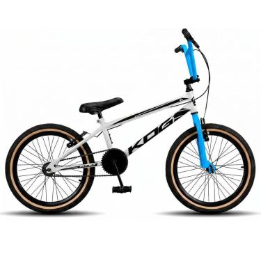 Imagem de Bicicleta aro 20 Infantil KOG BMX Branco com Preto Pneus Faixa Bege