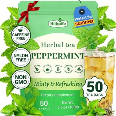 Imagem de Chá de Hortelã-Pimenta em Sachês HIIHONE 50 Unidades Sem Cafeína